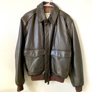 Vintage L.L. Bean Brown Leather Bomber Jacket